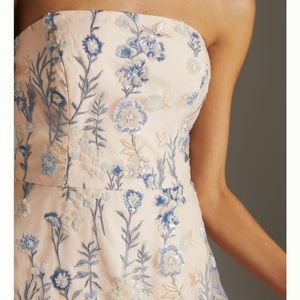 NWT Shoshanna Strapless Blue Floral Maxi Dress Anthropology